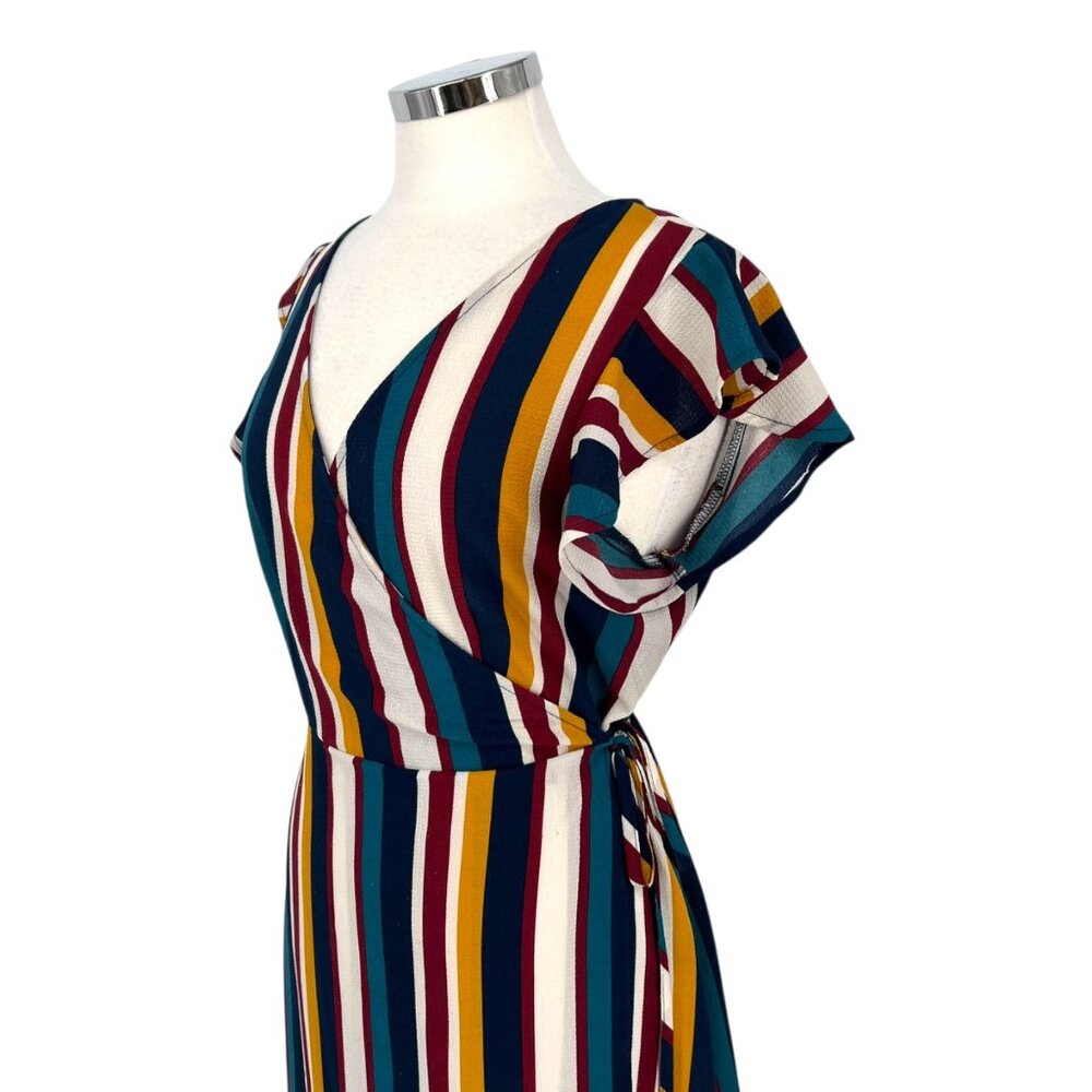 Superfoxx Striped Wrap Flutter Sleeve Midi Dress … - image 3